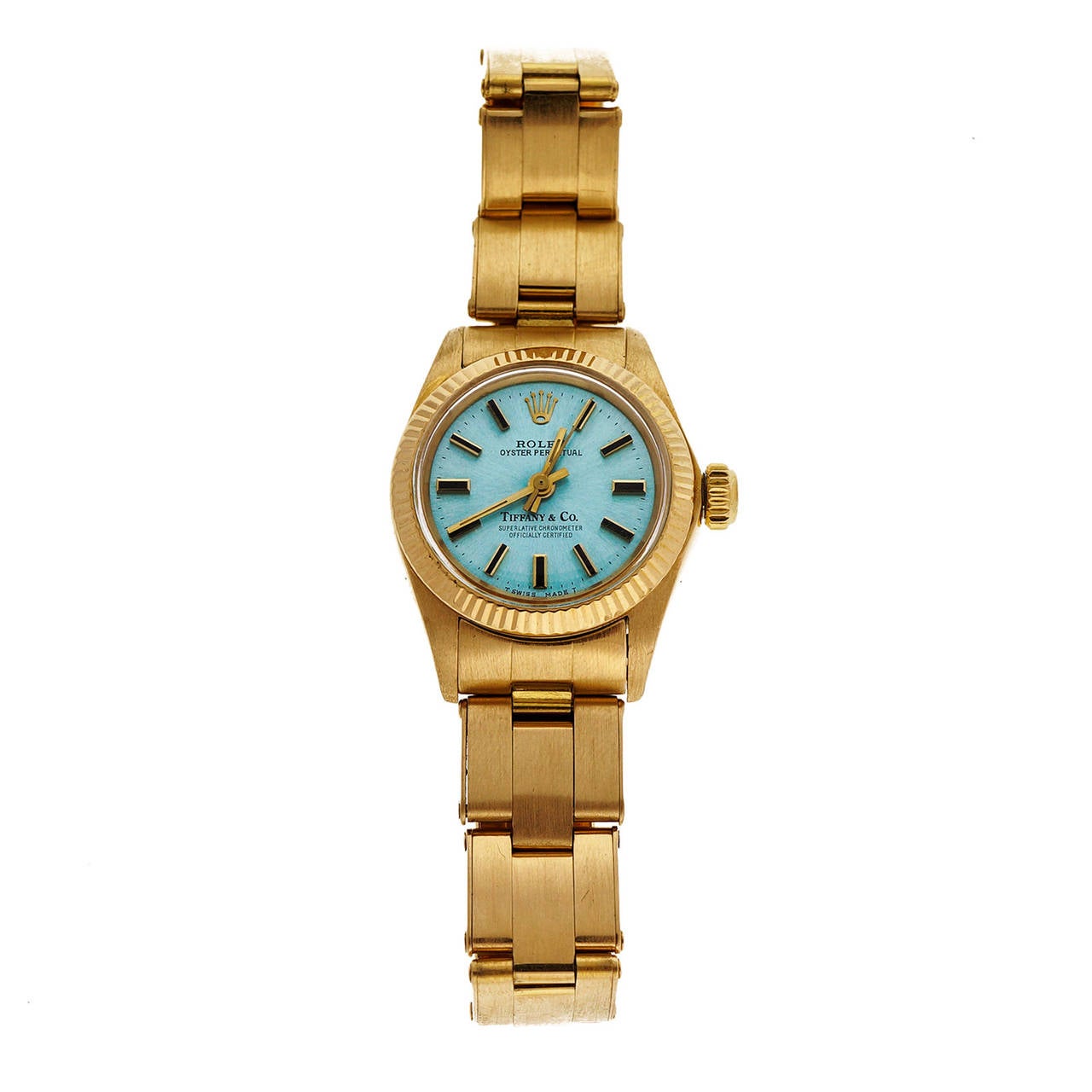 gold rolex tiffany blue dial