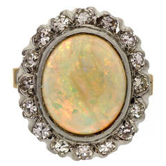 Oval Opal Diamond and Yellow White Gold Ring 1