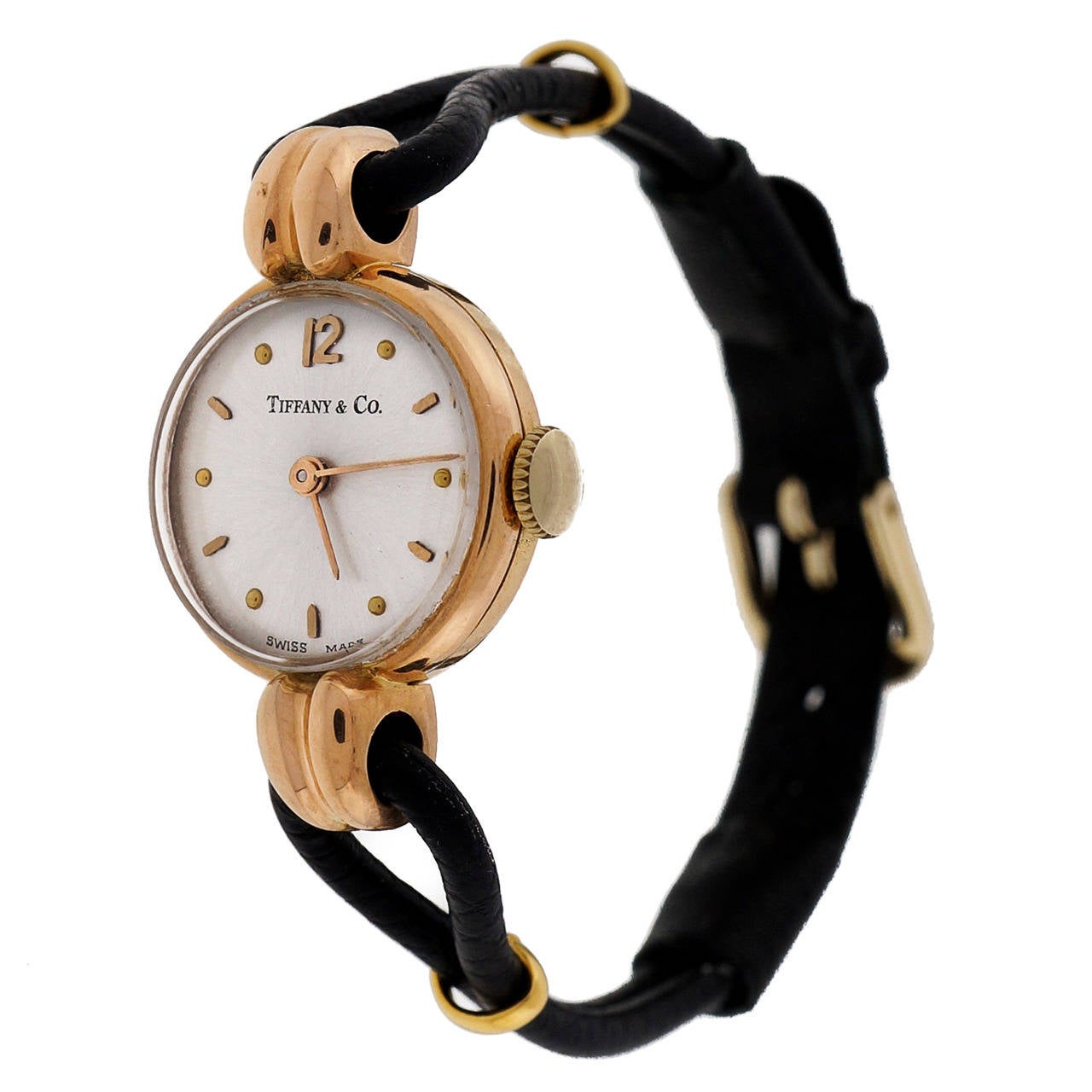 Universal Lady's Rose Gold Wristwatch Retailed by Tiffany & Co circa 1940s For Sale