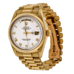Vintage Rolex Yellow Gold Day-Date President Wristwatch Ref 18108 circa 1985