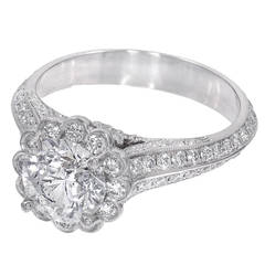 Peter Suchy Halo Diamond Platinum Engagement Ring 7