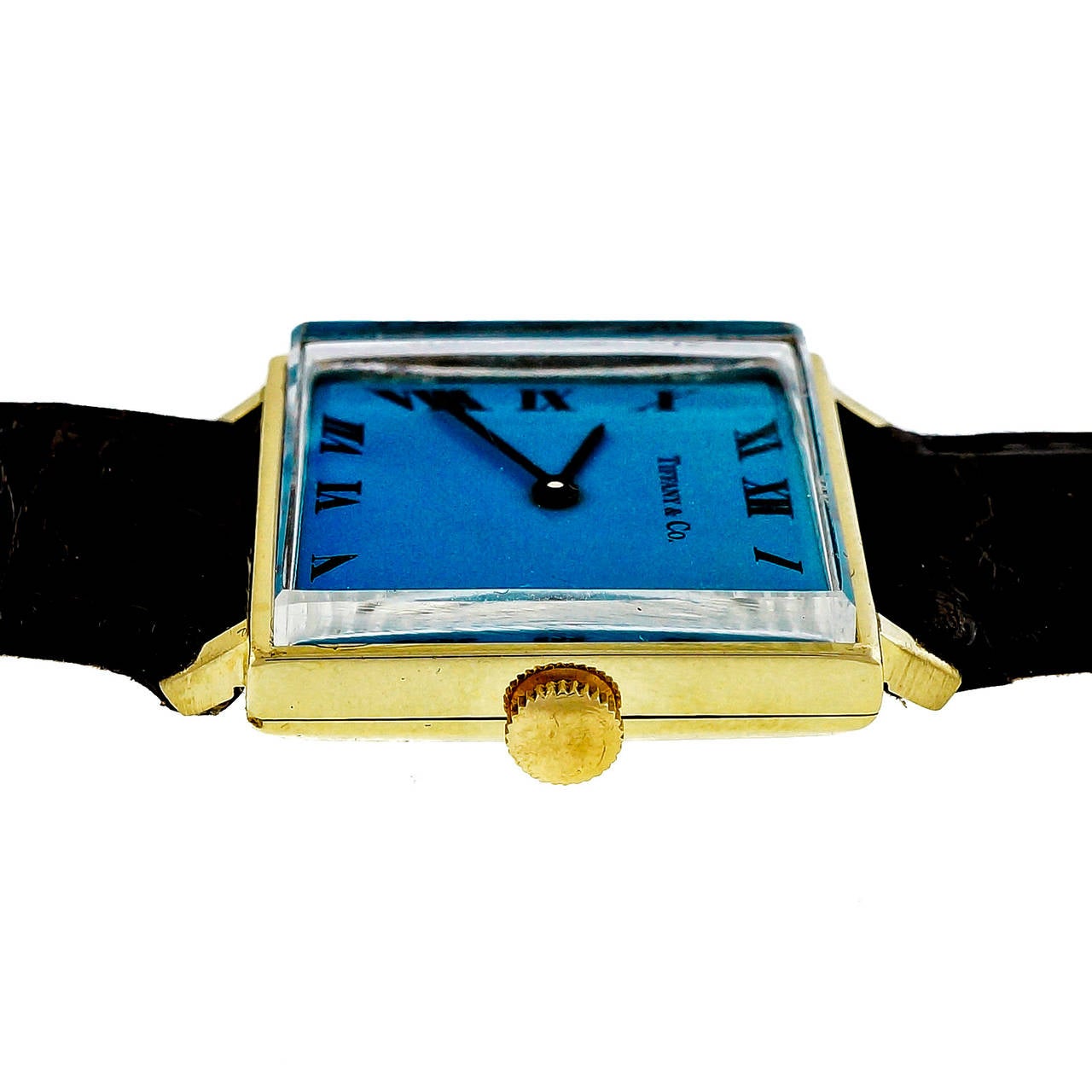 Women's Tiffany & Co. Yellow Gold Wristwatch with Custom-Colored Dial circa 1960s