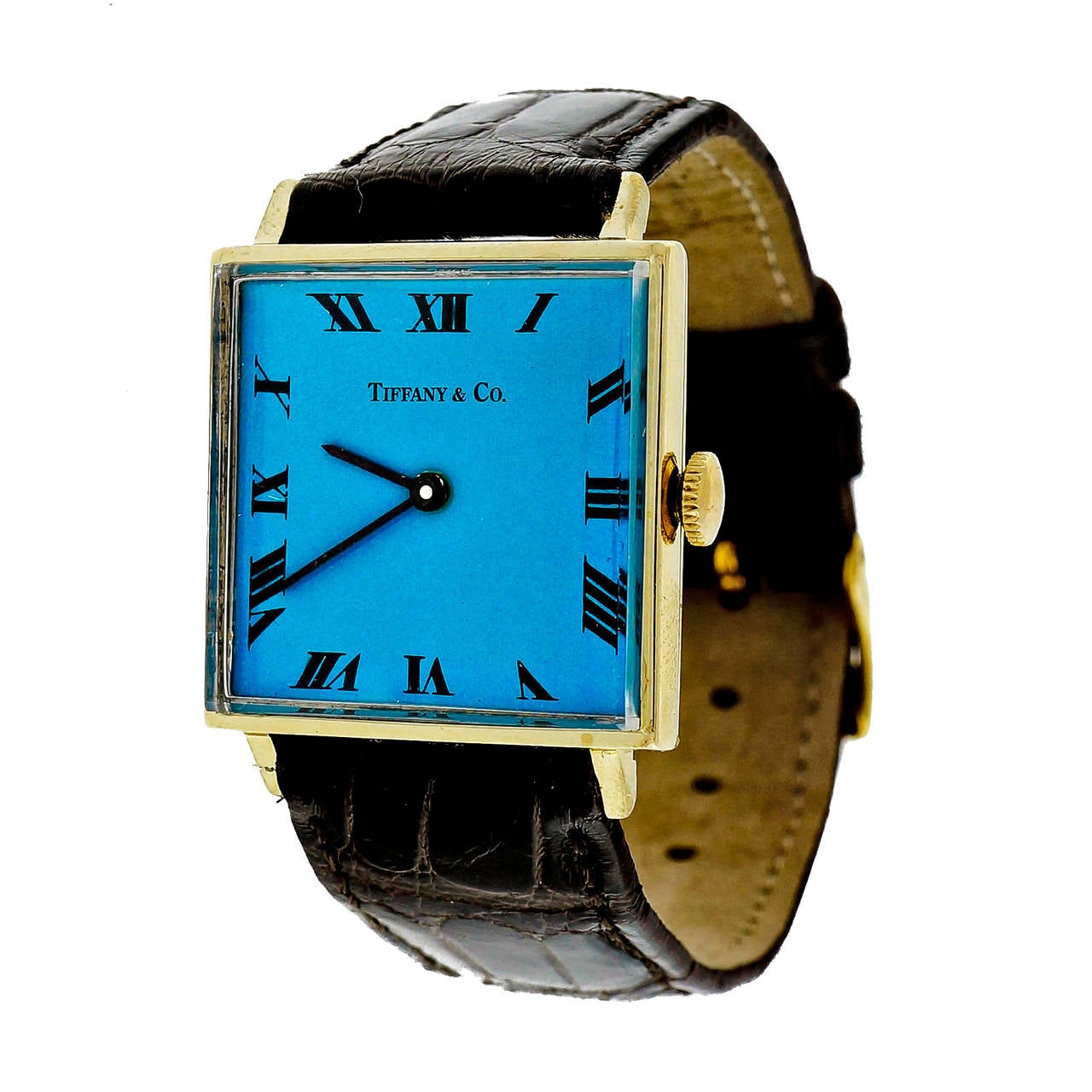 Tiffany & Co. Yellow Gold Wristwatch with Custom-Colored Dial circa 1960s 1