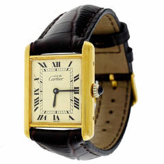 Cartier Gilt Silver Vermeil Must de Cartier Tank Wristwatch circa 1990s