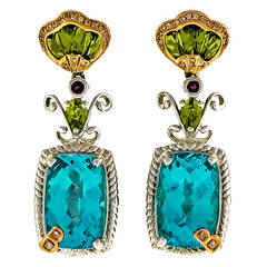 Bellarri Peridot Topaz DIamond Silver Pink Gold Dangle Earrings 10