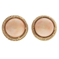 Mid-Century Pink Coral Pink Gold Earrings 12