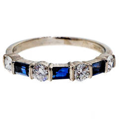 Vintage Tiffany & Co. Sapphire Diamond Platinum Wedding Band Ring