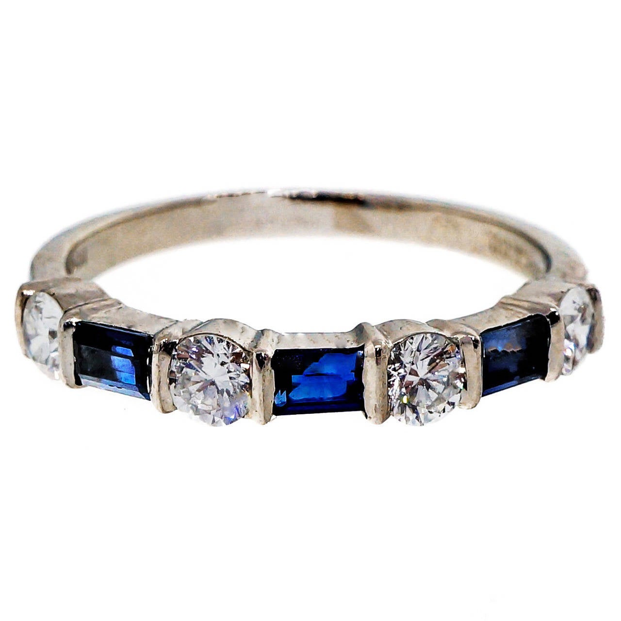  Tiffany  and Co Sapphire  Diamond Platinum Wedding  Band 