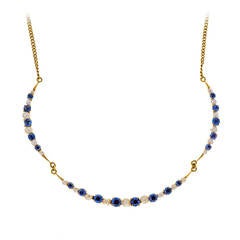 Pearl Natural Montana Sapphire Yellow Gold Necklace