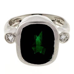 Green Tourmaline Diamond White Gold Ring