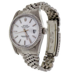 Vintage Rolex Stainless Steel Datejust Wristwatch with White Gold Bezel Ref 16220