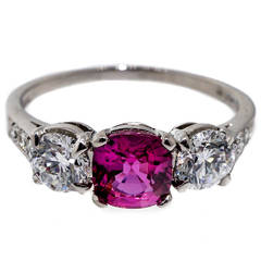 Vintage Tiffany & Co. Natural Pink Sapphire Diamond Palladium Ring