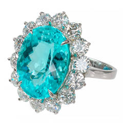 Blue Paraiba Tourmaline Diamond Platinum Ring