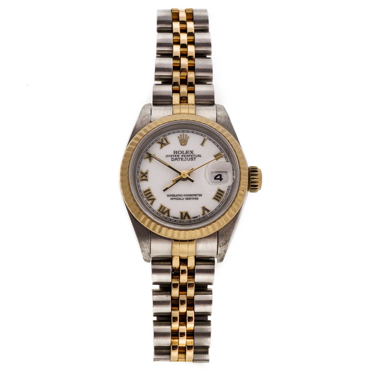 Rolex Lady's Yellow Gold and Stainless Steel Datejust Wristwatch Ref 69173 In Good Condition In Stamford, CT