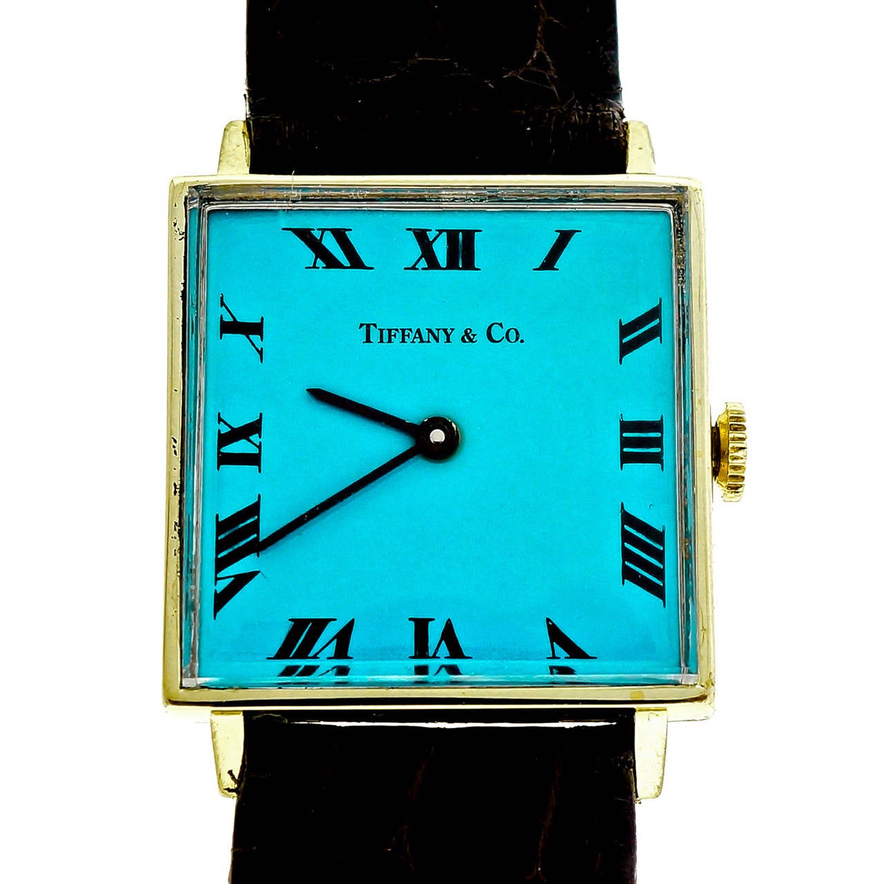 Tiffany & Co. Yellow Gold Wristwatch with Custom-Colored Dial circa 1960s