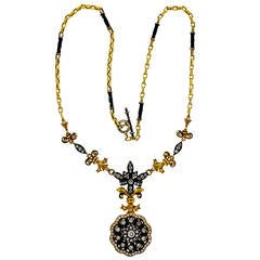 Etruscan Style Diamond Silver Gold Necklace Pendant 5