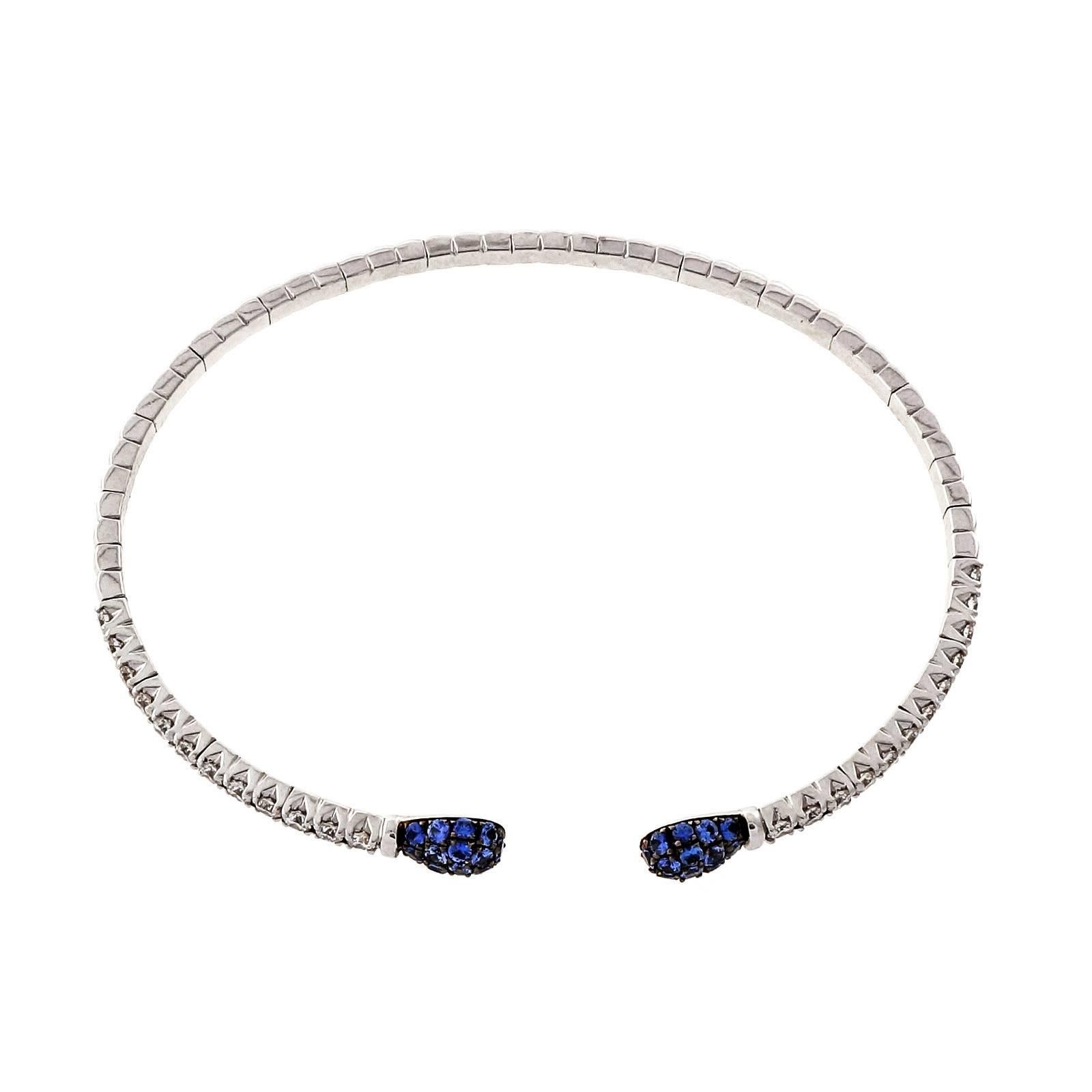Spark Spark 1,46 Karat Saphir-Diamant-Gold-Manschettenarmband Damen im Angebot
