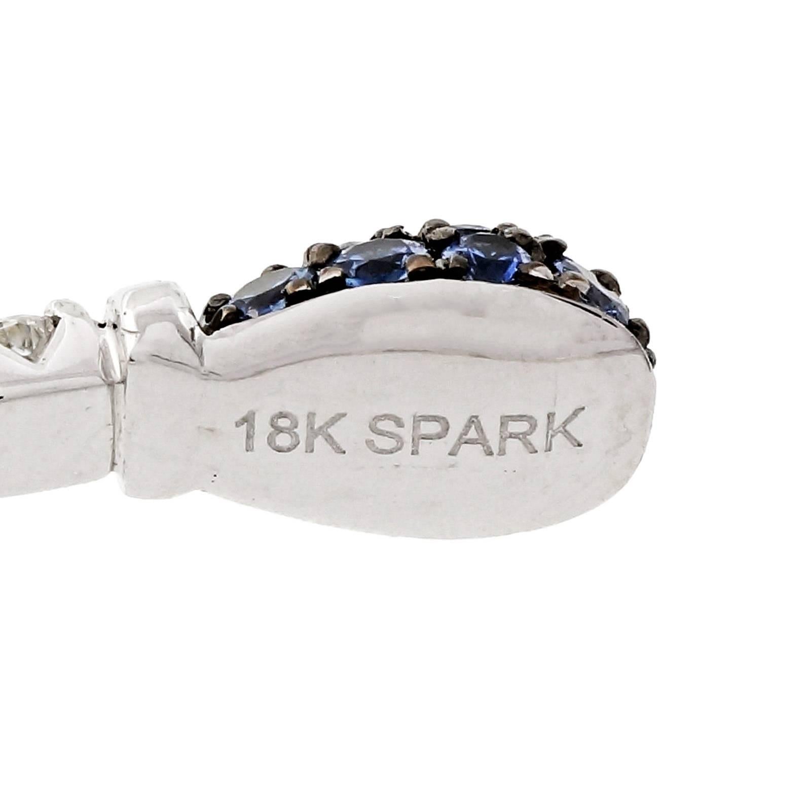 Women's Spark 1.46 Carat Sapphire Diamond Gold Cuff Bracelet For Sale