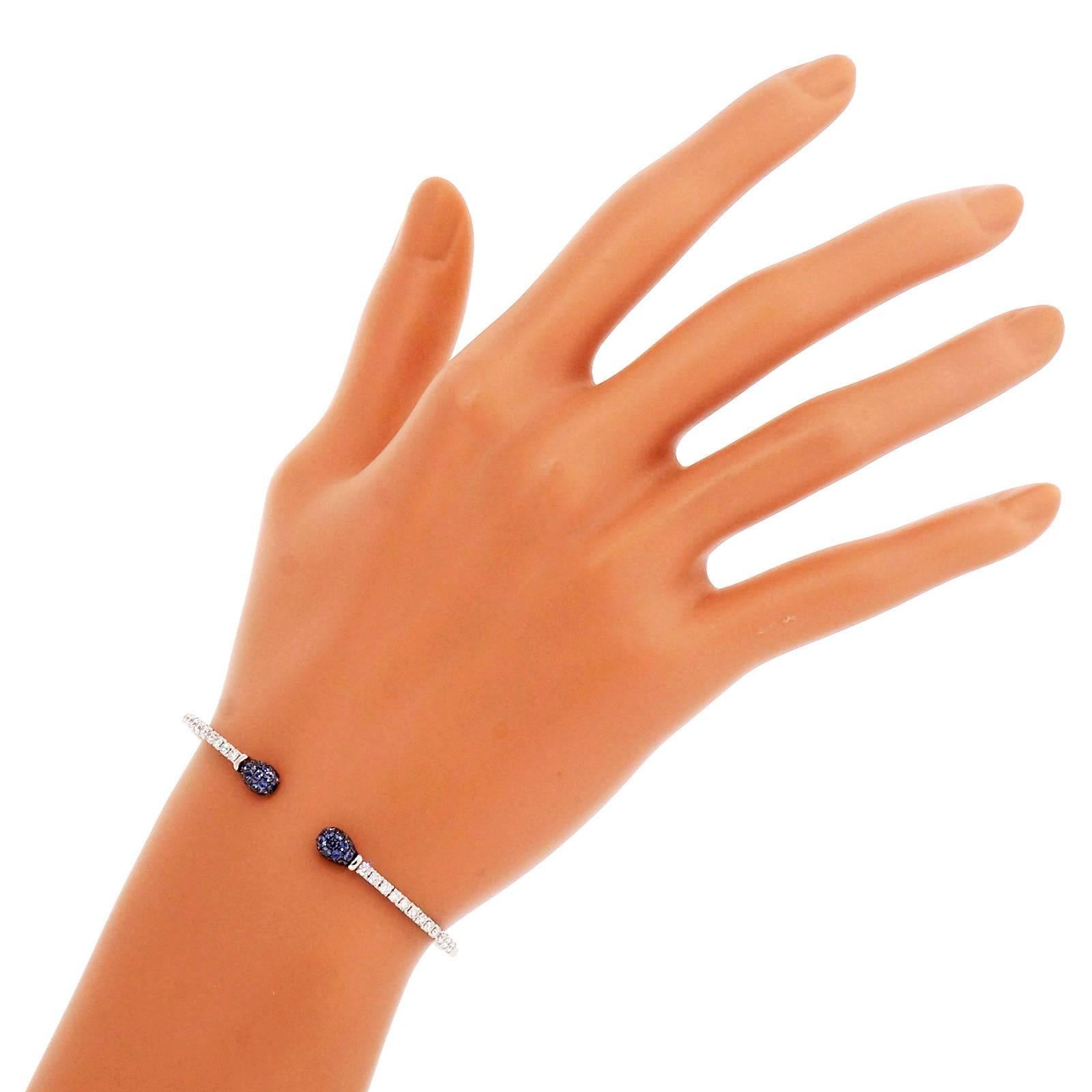 Spark Spark 1,46 Karat Saphir-Diamant-Gold-Manschettenarmband im Angebot 2