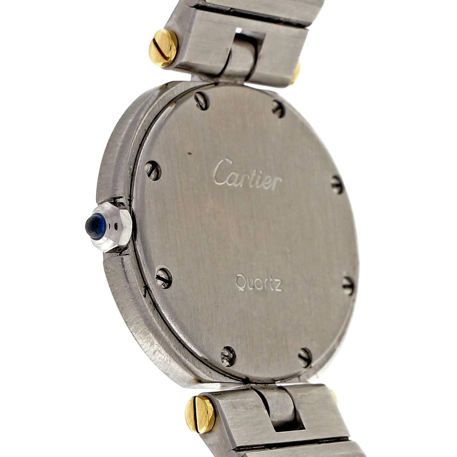 Cartier Lady's Yellow Gold Stainless Steel Santos Round Quartz Wristwatch In Good Condition In Stamford, CT