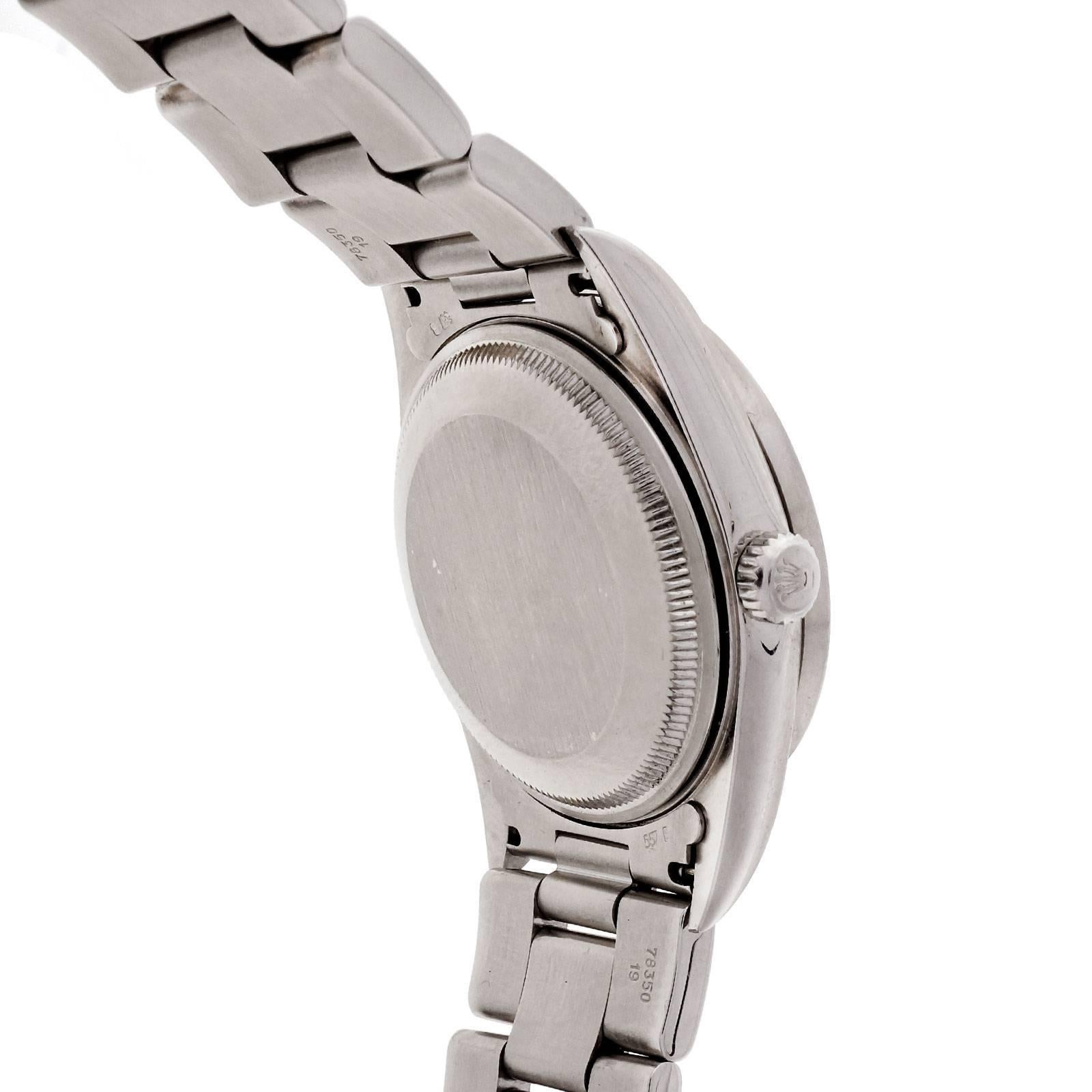 Rolex Edelstahl Oyster Perpetual Armbanduhr Ref 15210 im Zustand „Gut“ in Stamford, CT