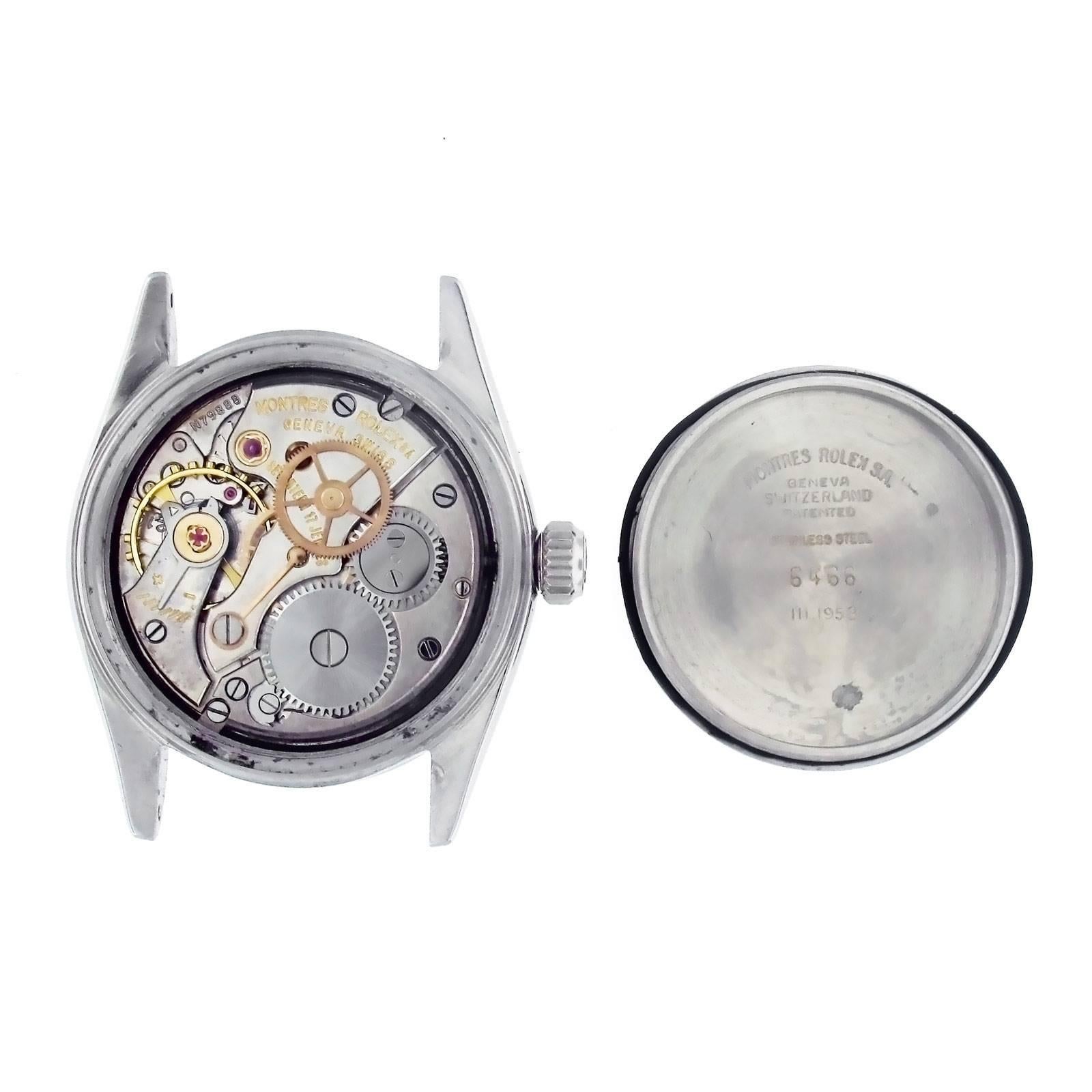 Women's Rolex Stainless Steel Oysterdate Precision Wristwatch Ref 6466 For Sale
