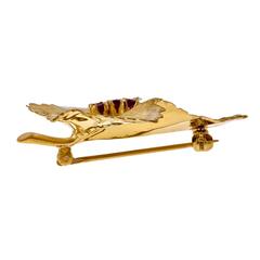 Tiffany & Co. Ruby Gold Textured Leaf Pin