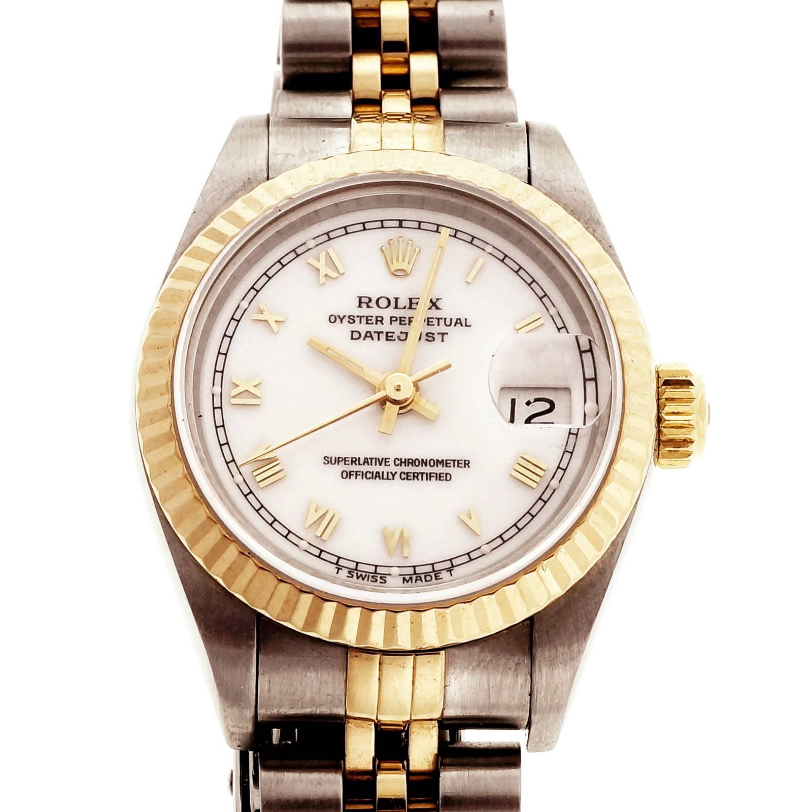 Rolex stainless Steel Yellow Gold Lady's Datejust Jubilee Wristwatch Ref 69173