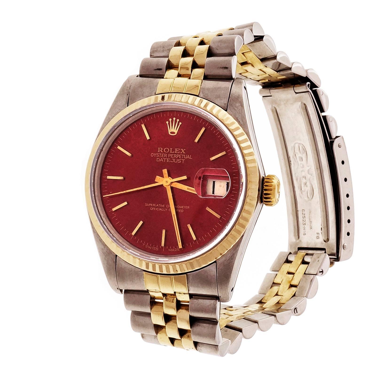 Rolex Yellow Gold Stainless Steel Datejust Custom Colored Dial Wristwatch  3