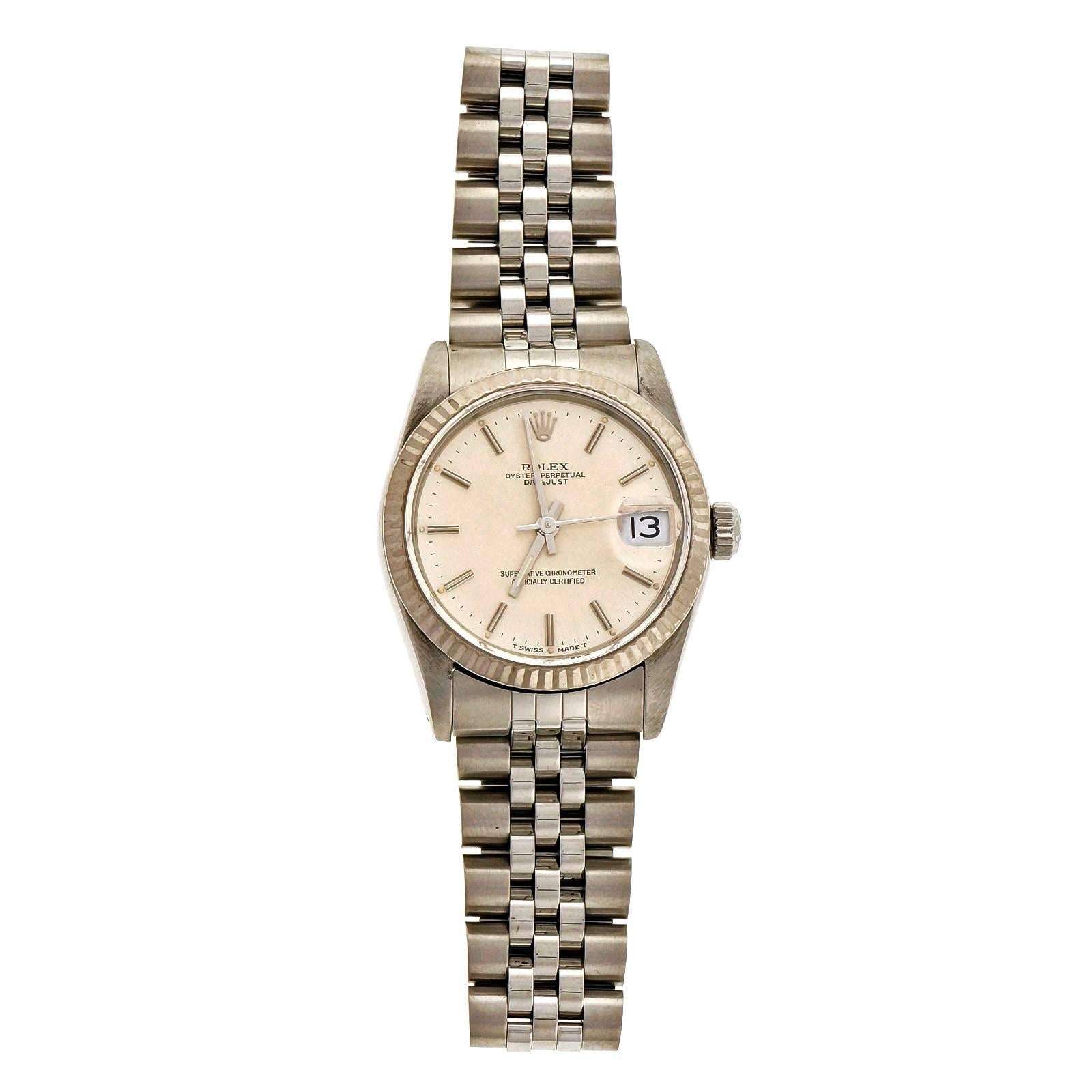 Rolex stainless Steel Midsize Datejust Jubilee Band Wristwatch ref 68274 In Good Condition In Stamford, CT