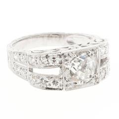 Old Mine Brilliant Cut Diamond Platinum Engagement Ring
