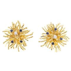 Tiffany & Co. sapphire Diamond gold Clip On Earrings
