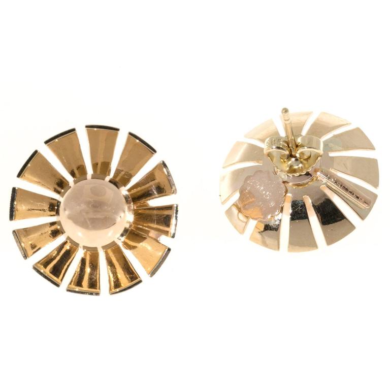 Cartier Gold Fan Pierced Earrings at 1stDibs