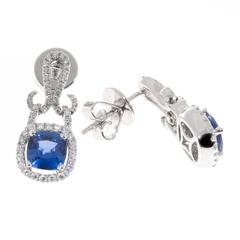 Spark Sapphire Diamond Gold Dangle Earrings