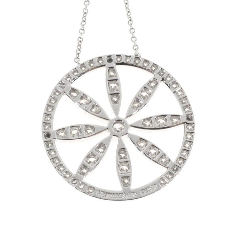 Tiffany and Co. Diamond Platinum Circle Flower Pendant Necklace at ...