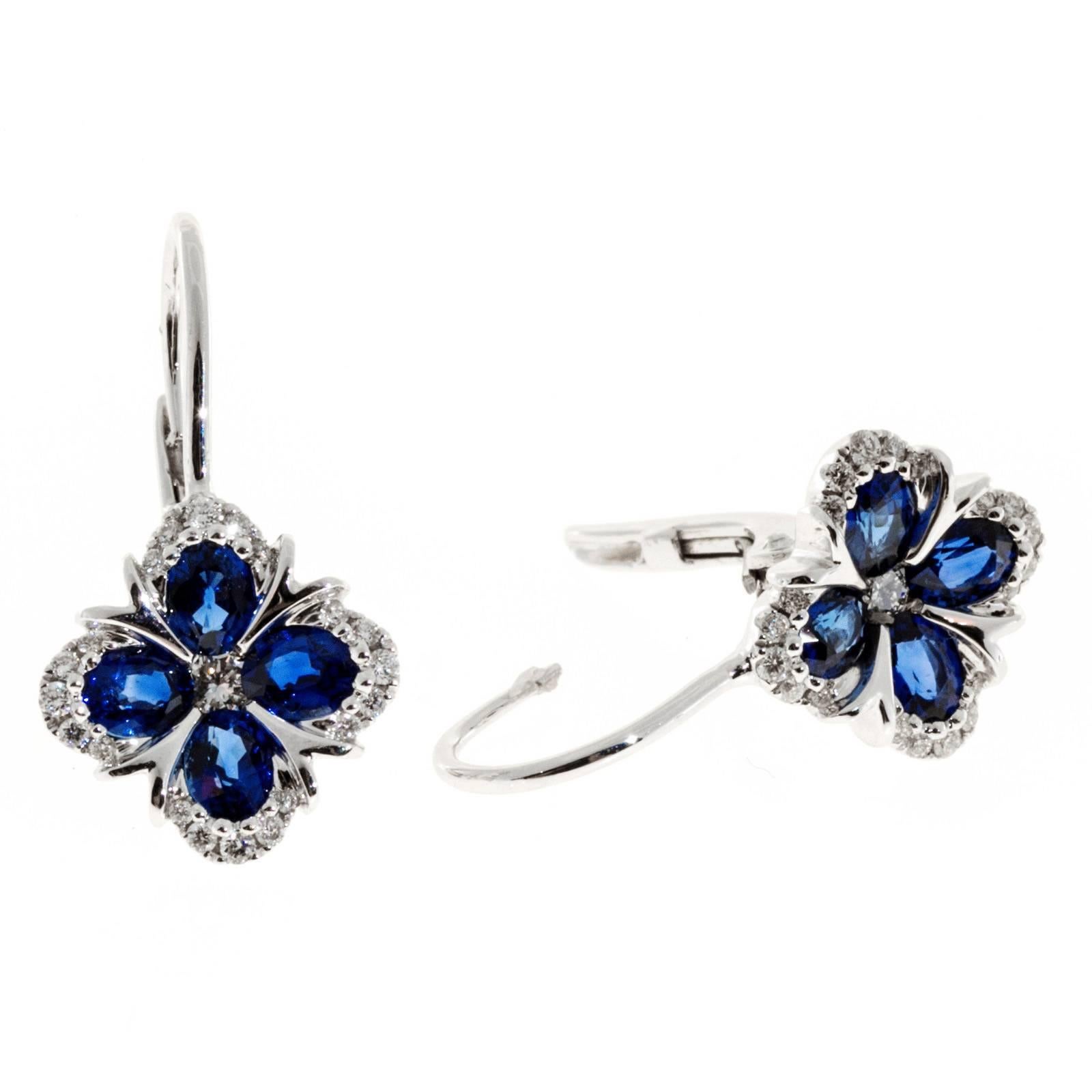 Spark Blue Sapphire Diamond Gold Earrings 1