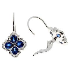 Spark Blue Sapphire Diamond Gold Earrings