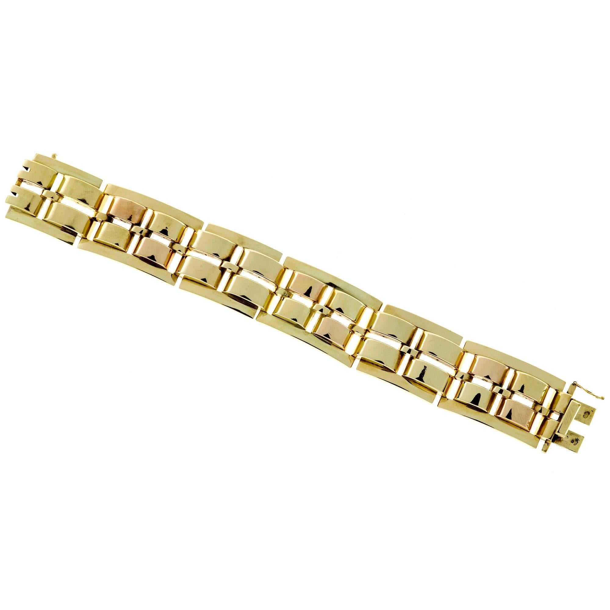 Rose Green Gold Wide Hinged Bracelet 1
