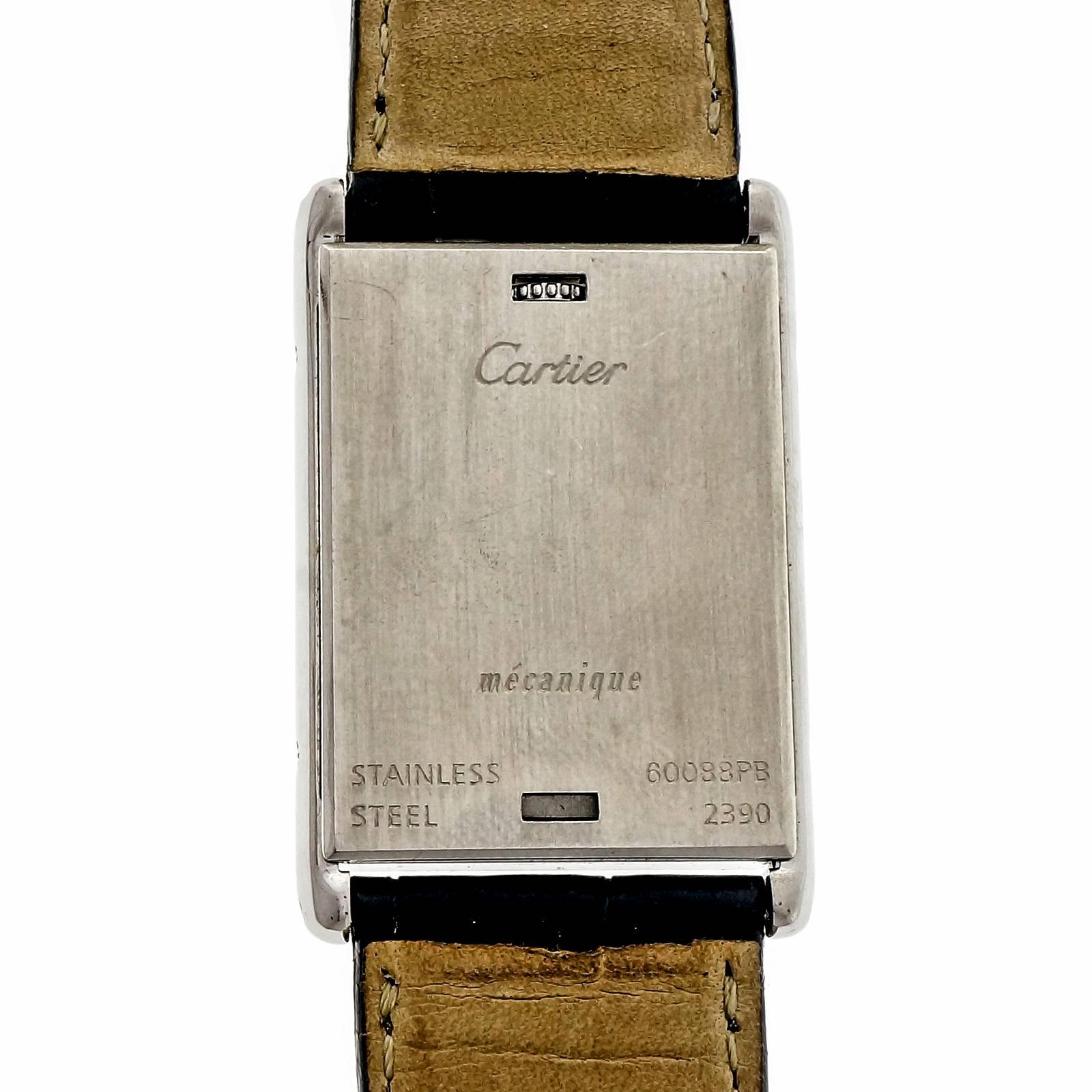 Cartier Stainless steel Tank Basculante Large Reversible Wristwatch In Good Condition In Stamford, CT