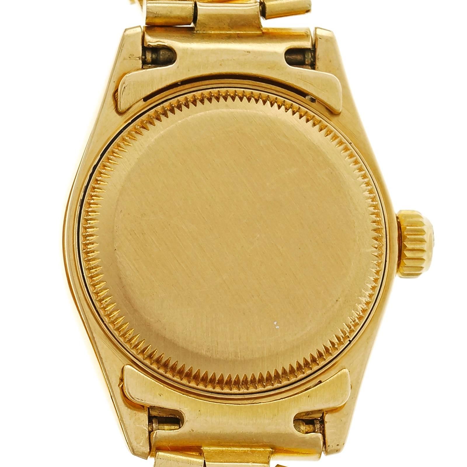 Women's Rolex Lady's yellow gold President Pin Stripe Dial Wristwatch Ref 69178