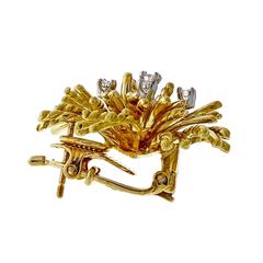 Tiffany & Co. Diamond Gold Anemone Clip Post Earrings