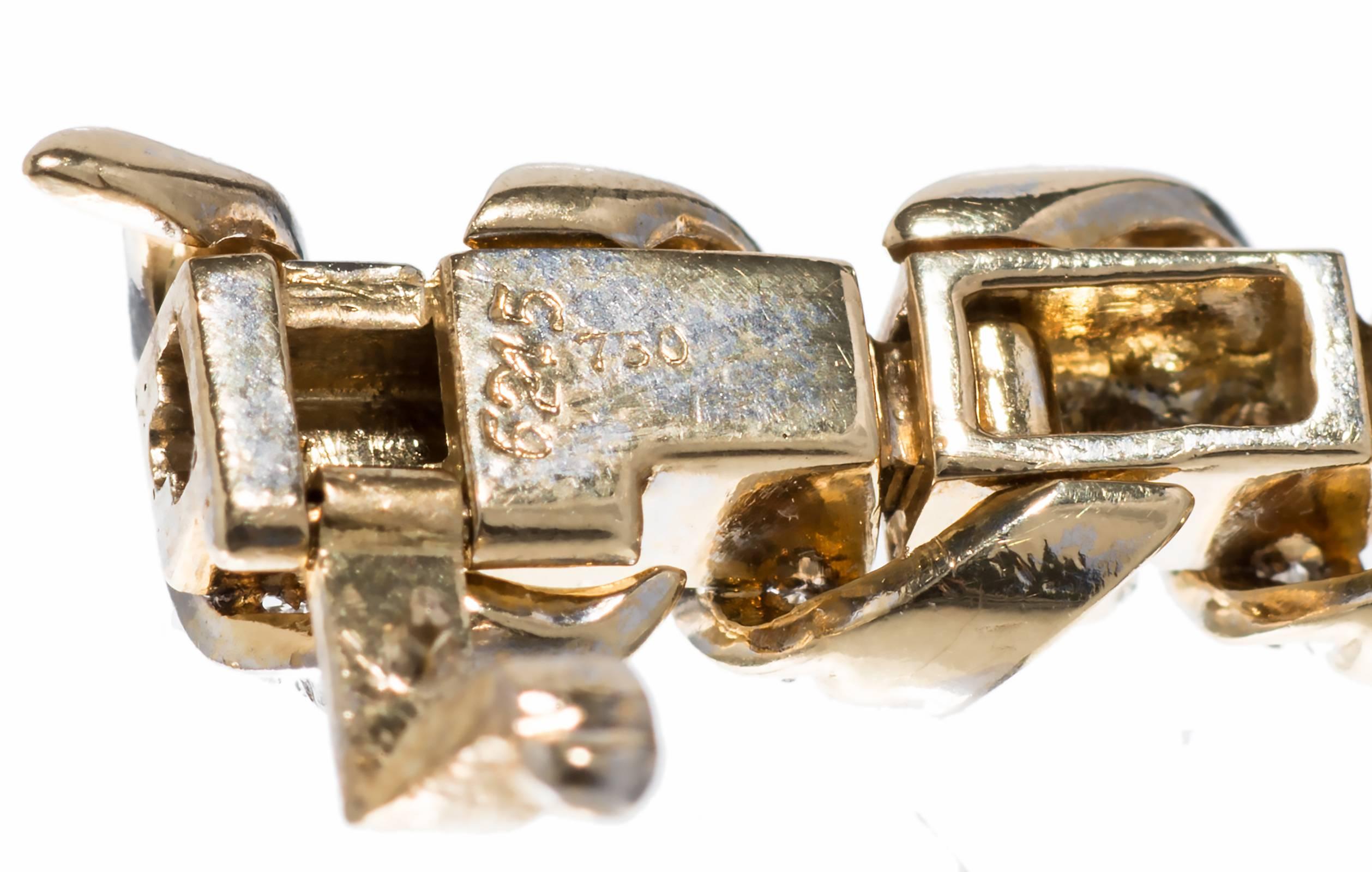 Schweres Wirbel-Diamant-Goldglieder-Tennisarmband Damen