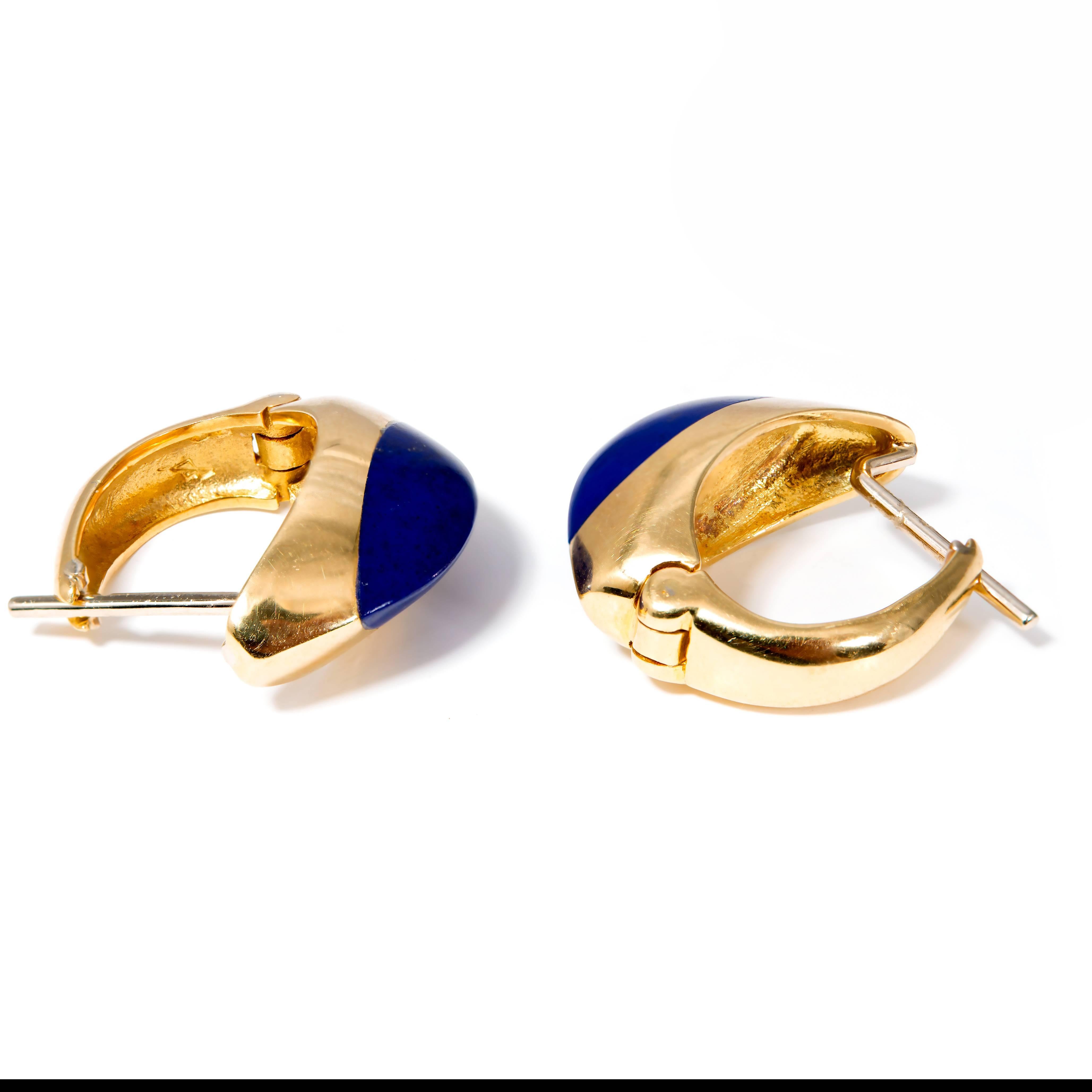 Women's Natural Blue Lapis Gold Earrings