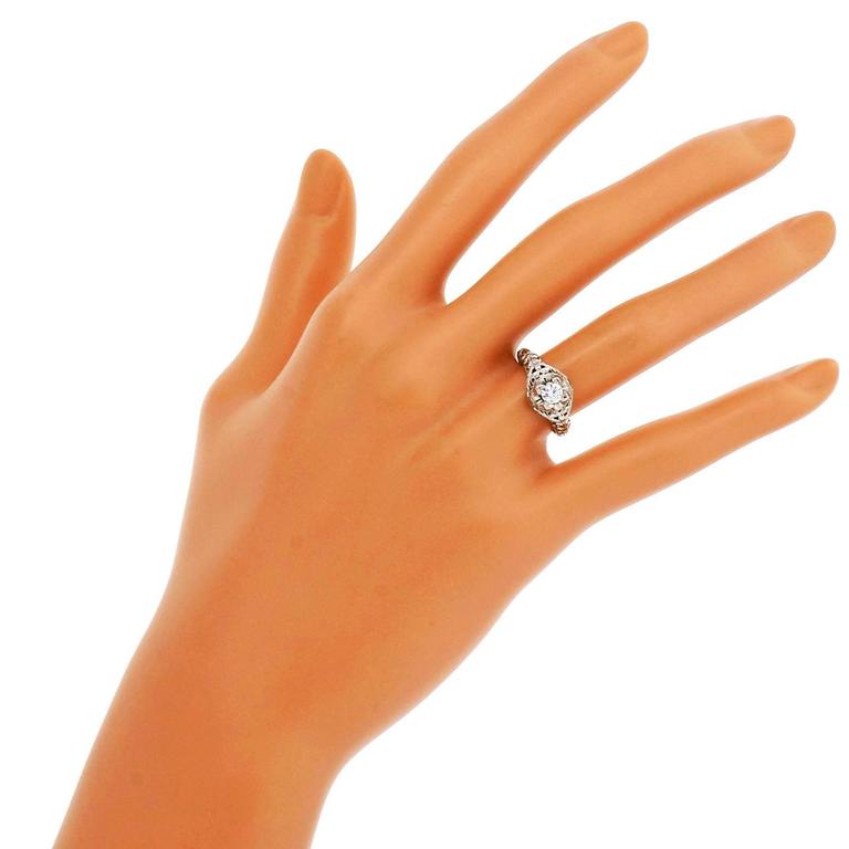Diamond Gold Filigree Engagement Ring For Sale 1