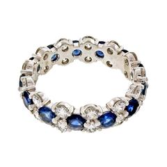 Peter Suchy Three Row Sapphire Diamond Platinum Eternity Band Ring