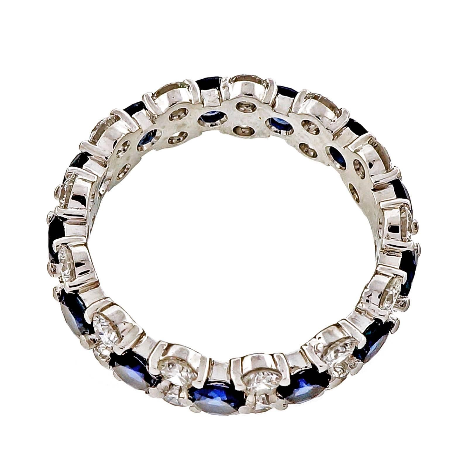 Women's Peter Suchy Three Row Sapphire Diamond Platinum Eternity Band Ring