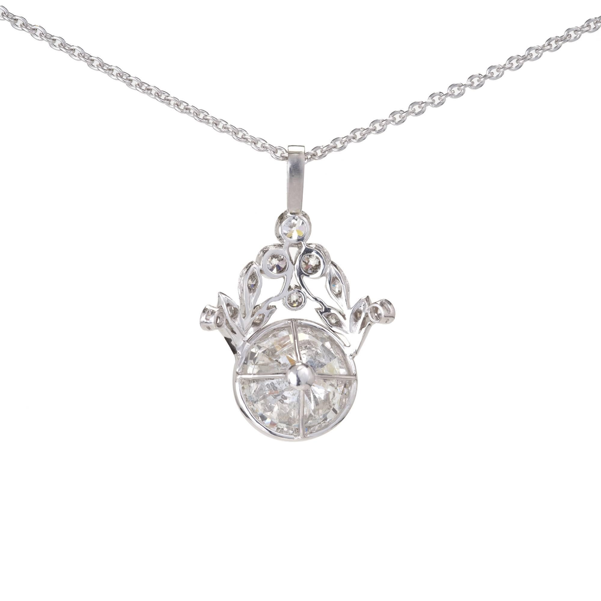 GIA Certified 7.40 Carat Diamond Platinum Pendant Necklace In Good Condition In Stamford, CT