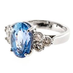 Peter Suchy Natural Blue Sapphire Diamond Platinum Ring 7