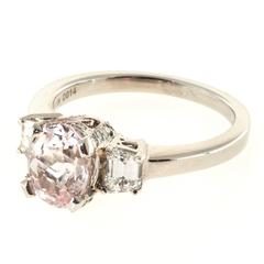 Natural Peach And Orange GIA Cert Sapphire Diamond Platinum Ring 5