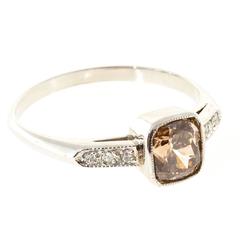 Natural Brown White Diamond Platinum Ring 11